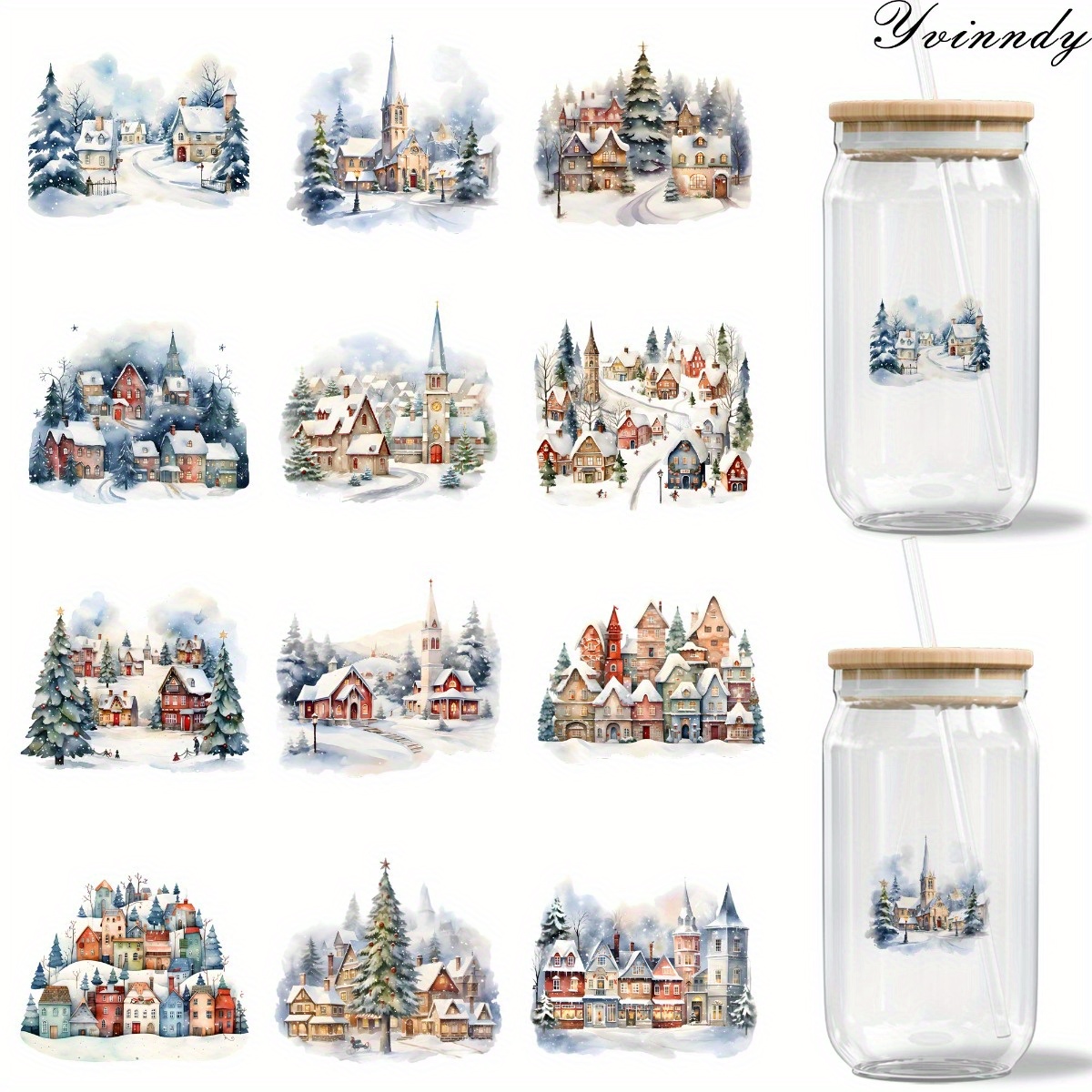 12Pcs/Set Christmas Snow Scene - Rdta Tank Glass review and price